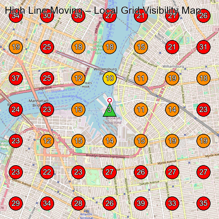 High Line Moving GeoGrid visibility map for Moving And Storage Service in None